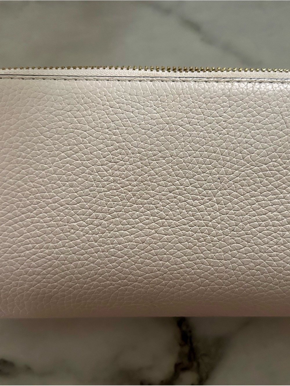 Michael Kors Cream Pebbled Leather Wristlet with Gold Logo - Picture 2 of 4